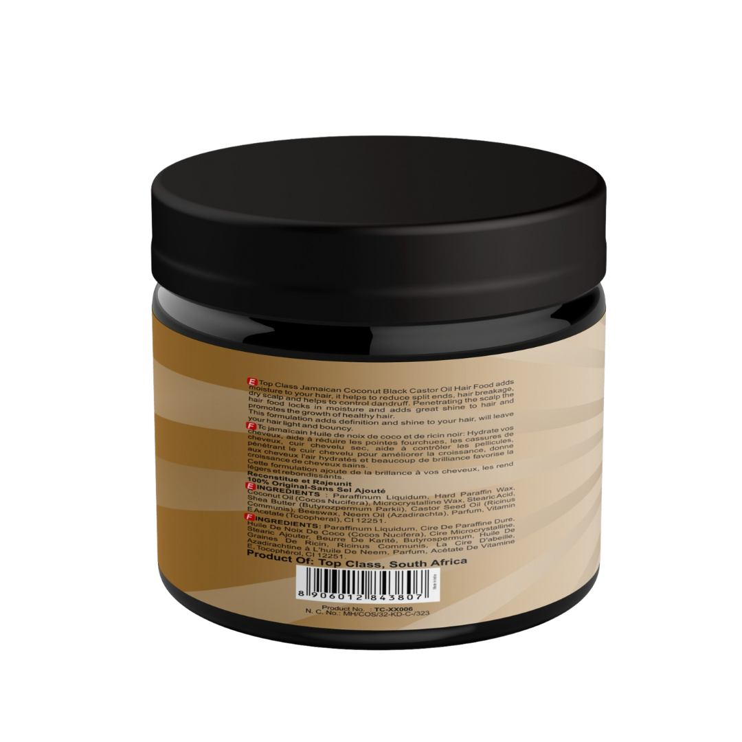 Top Class Jam. Black Castor Oil Hair Food -Coconut 175g